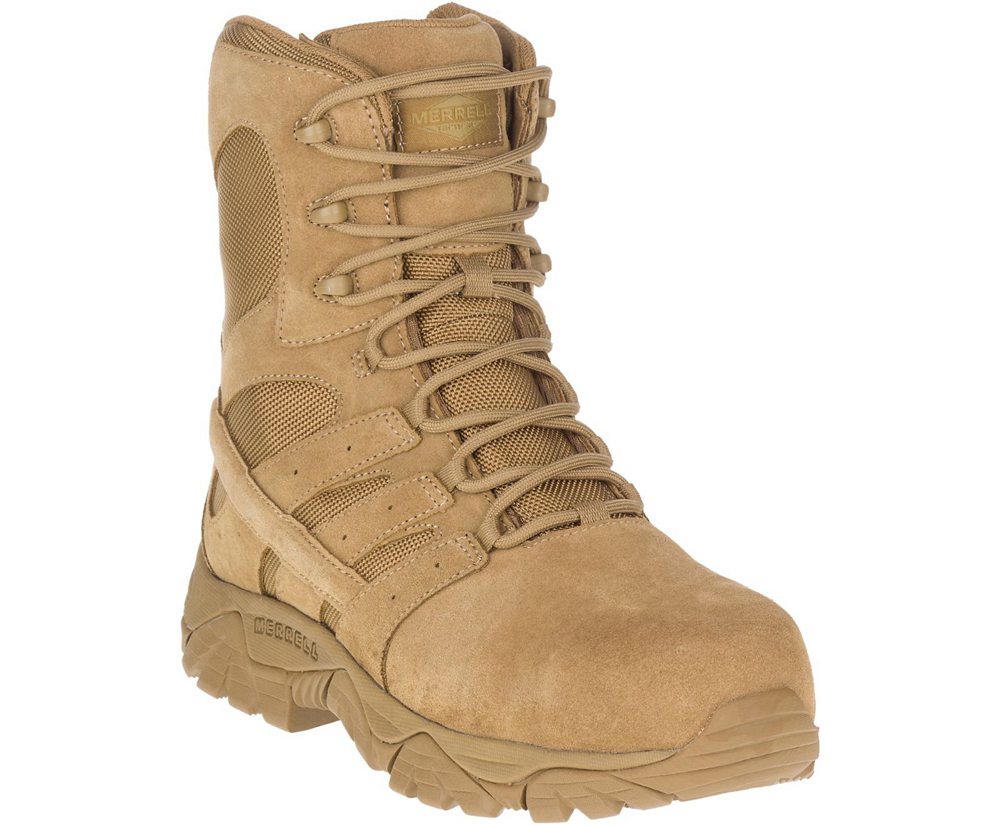 Merrell Boots Khaki - Moab 2 8\" Defense Zip Comp Toe - Womens 89WRBDJGF